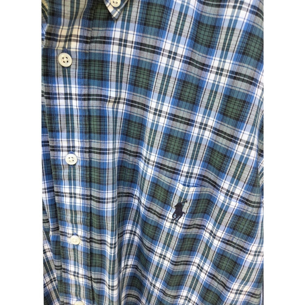 Ralph Lauren Blake Shirt Mens XL Blue Green Plaid Cotton Button Down LS Pony - Picture 4 of 6